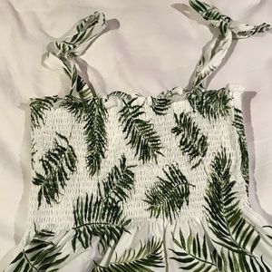 H&M WOMENS WHITE PEPLUM TOP WITH GREEN LEAVES